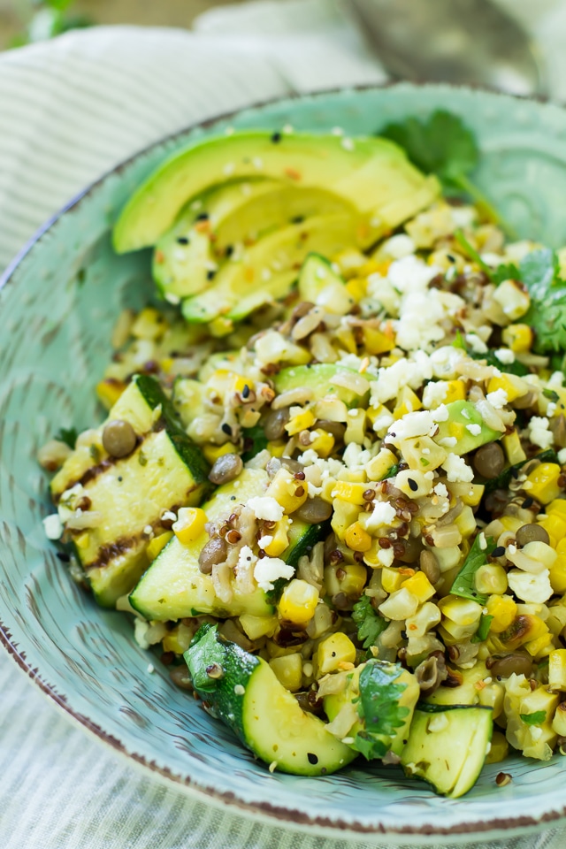 If you’re looking for a fresh side dish for your next barbecue, look no further! This Grilled Corn Summer Salad is crisp, flavorful, loaded with veggie goodness and topped with a tasty cilantro lime vinaigrette.