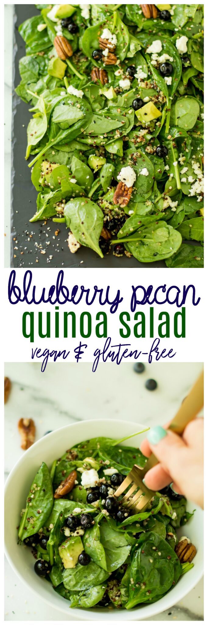 Blueberry Pecan Quinoa Salad - a healthy, filling salad tossed in a sweet and tangy balsamic vinaigrette, creating the perfect blend of flavors!
