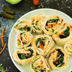 Pimiento Cheese Pinwheel Bites make for a simple, nutritious, tasty lunch or snack. Choose your own filling to make these completely individualized!