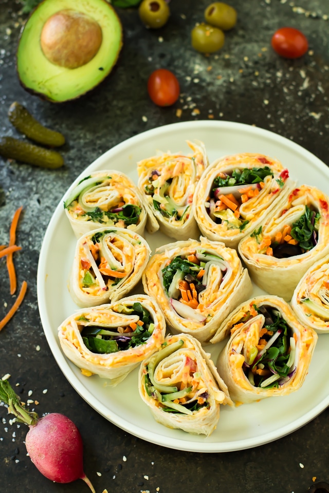 Pimiento Cheese Pinwheel Bites make for a simple, nutritious, tasty lunch or snack. Choose your own filling to make these completely individualized!
