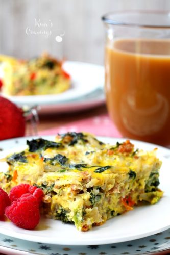 This Light Sausage Spinach Egg Casserole is the perfect make-ahead breakfast to enjoy Christmas morning! (gluten-free & dairy-free)