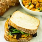 Brimming with savory fall flavors, this Barbecue Pumpkin Chicken Salad Sandwich is bound to be a lunch recipe you'll want to enjoy all season long!