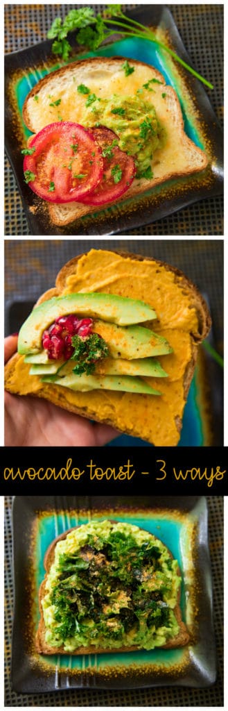 These ideas for Avocado Toast Three Ways make for a quick, delicious, easy breakfast or snack idea.