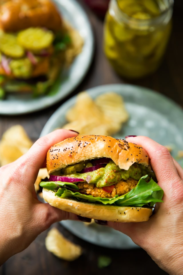 These ridiculously healthy, flavorful Sweet Potato Veggie Burgers feature sweet potato, chickpeas, and southwest seasonings! Gluten free optional and easy to make.