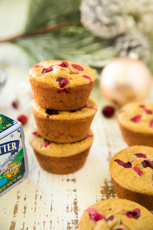 Cranberry Apple Muscle Muffins have a festive burst of flavor and plenty of protein to power your day of gifting!