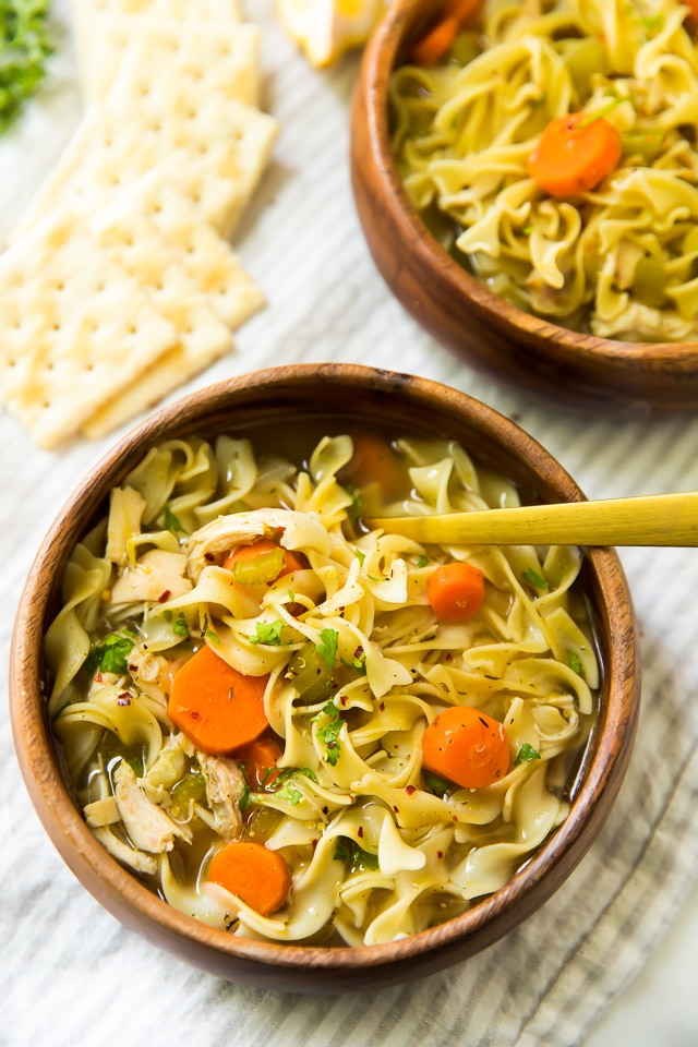 Loaded with good-for-you ingredients and full of flavor and comfort- this Easy Chicken Noodle Soup is perfect for chilly weather, but not too heavy for warmer days!