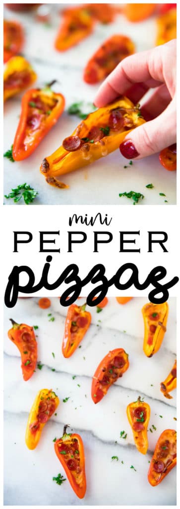These hand-held Mini Pepper Pizzas embrace the deliciousness of pizza with a healthy twist! They make the perfect appetizer and a great snack too!