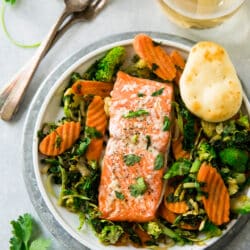 This Honey Cilantro Lime Salmon is simple, delicious and perfect for an easy family meal as well as impressive enough for a dinner party. Serve with Gloria Ferrer for a real stunner!