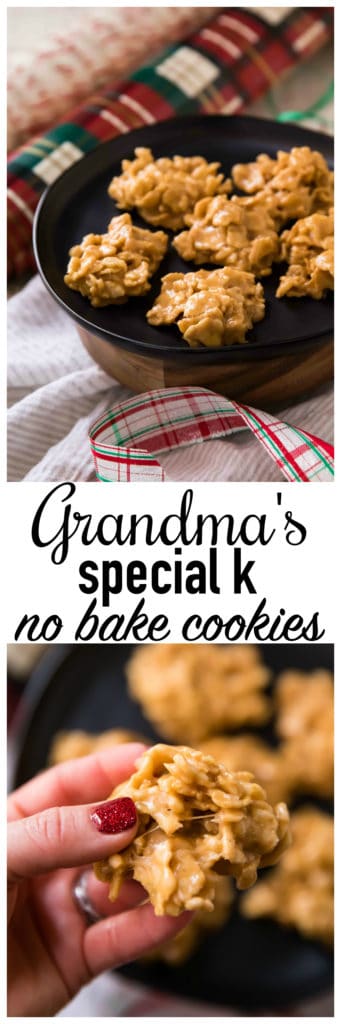 Grandma's Special K No Bake Cookies are absolutely addictive, with an irresistible mix of crunchy cereal flakes, sweet sugar with salty peanut butter!