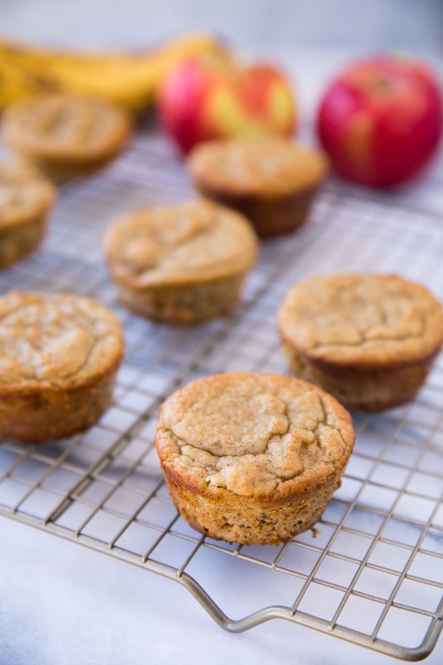 Flourless Banana Apple Muffins made in the blender with only a handful of simple ingredients! They're gluten-free, dairy-free, refined sugar free and 21 Day Fix and 80 Day Obsession meal plan approved; so they make a deliciously healthy treat for when those cravings hit.