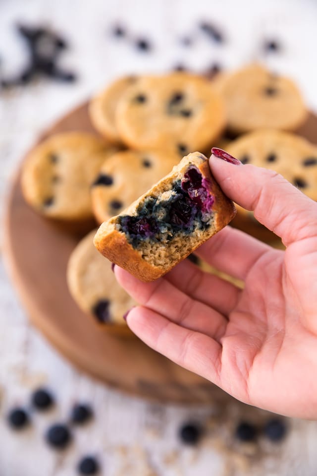 These Blueberry Banana Power Muffins are everything you could ever want in a blueberry muffin! They're nearly fat free, less than 100 calories and packed with over 7 grams of protein and so much deliciousness. You won’t miss all the calories and fat, trust me!