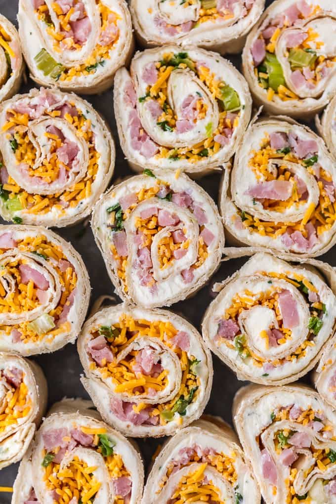 Ham and Cheese Ranch Rollups | The Cookie Rookie It’s not a party without some pinwheel sammies! These ham and cheese ranch rollups are a family favorite that perfect for game day and more!