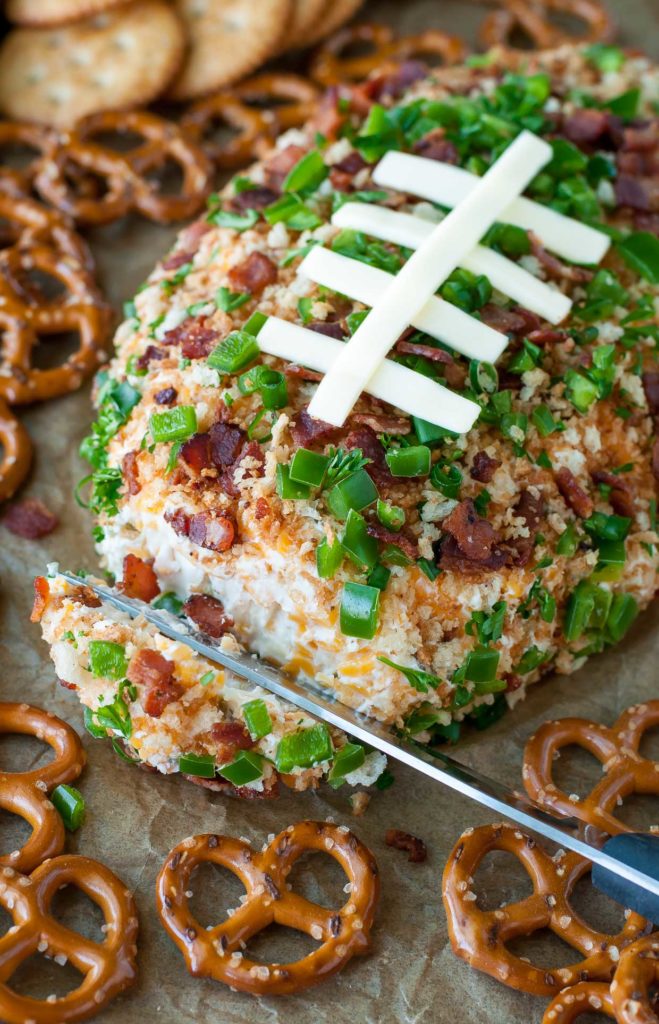 Jalapeño Popper Football Cheese Ball | Peas and Crayons This cheese ball is sure to make a touchdown at your next game day party!