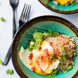 This hearty and filling Easy Fried Egg, Rice, Avocado Bowl will warm you up, fill you up, and STILL help you fit into your skinny jeans because it’s loaded with protein, fiber, and essential vitamins and minerals... now that's my kind of breakfast! 