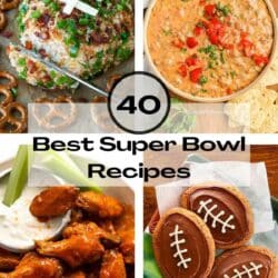 Collage of recipes to serve for the Super Bowl.