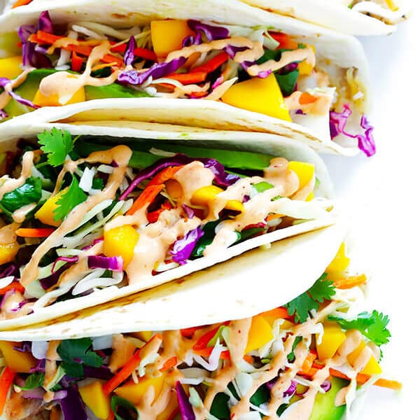 LOVED these tacos. The sauce was so perfect for them and the slaw was awesome. I added a little extra mango to the slaw and extra spicy to the sauce. So yummy and can’t wait to make them again.