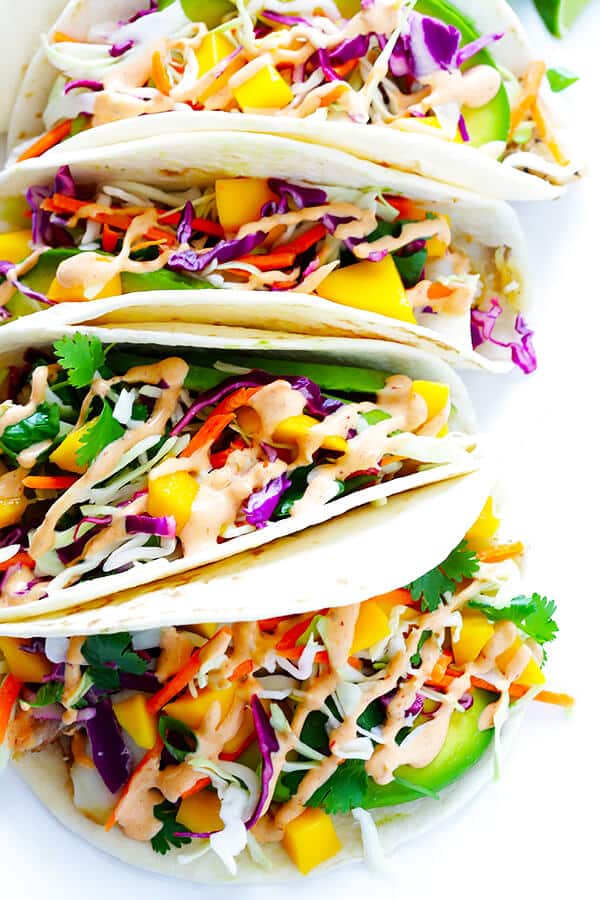 LOVED these tacos. The sauce was so perfect for them and the slaw was awesome. I added a little extra mango to the slaw and extra spicy to the sauce. So yummy and can’t wait to make them again.