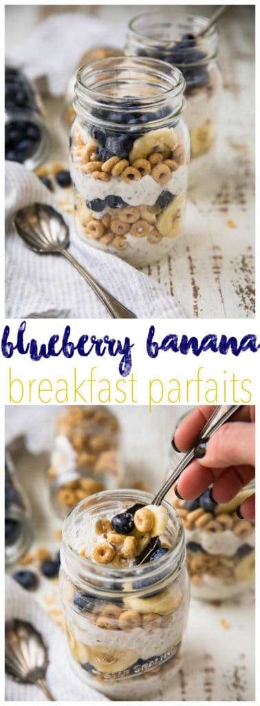 Say "goodbye" to boring breakfasts! These Make-Ahead Blueberry Banana Breakfast Parfaits taste like a decadent dessert... for breakfast! Make them the night before or in a matter of minutes in the morning. Perfect as a morning meal or even a snack!