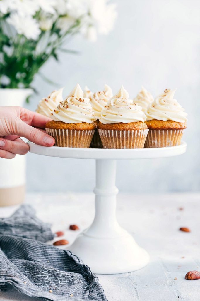 Flavorful, soft, and moist carrot cake cupcakes with the best cream cheese frosting!