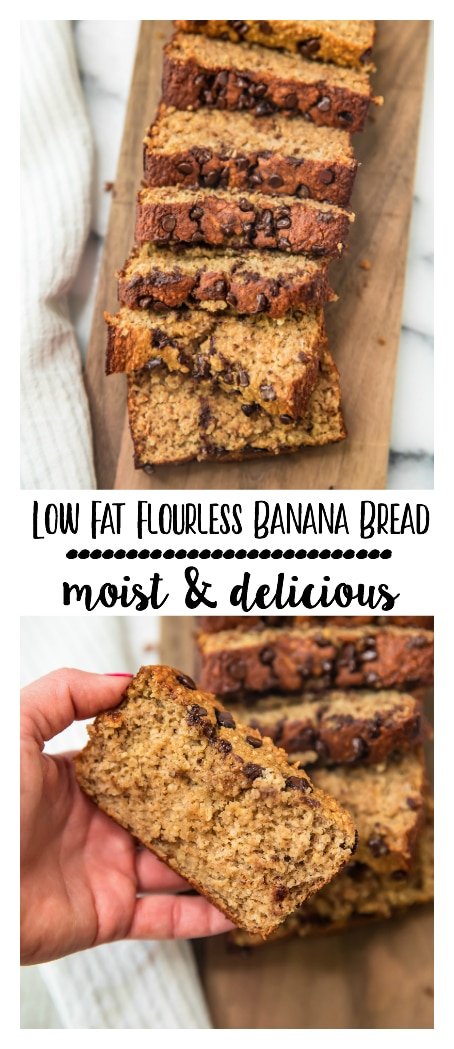 pinterest image for Low Fat Flourless Banana Bread
