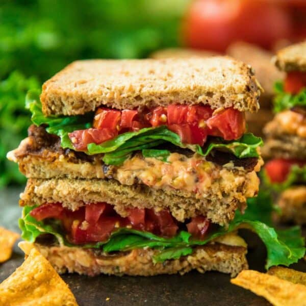 Pimento cheese sandwich served with chips.