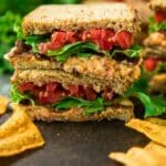 Pimento cheese sandwich served with chips.