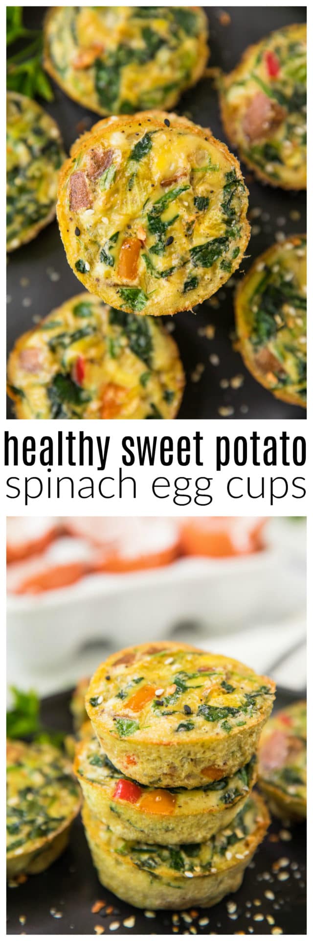 Pinterest image for Healthy Sweet Potato Spinach Egg Cups
