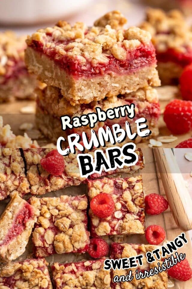Pinterest image for raspberry streusel bars.