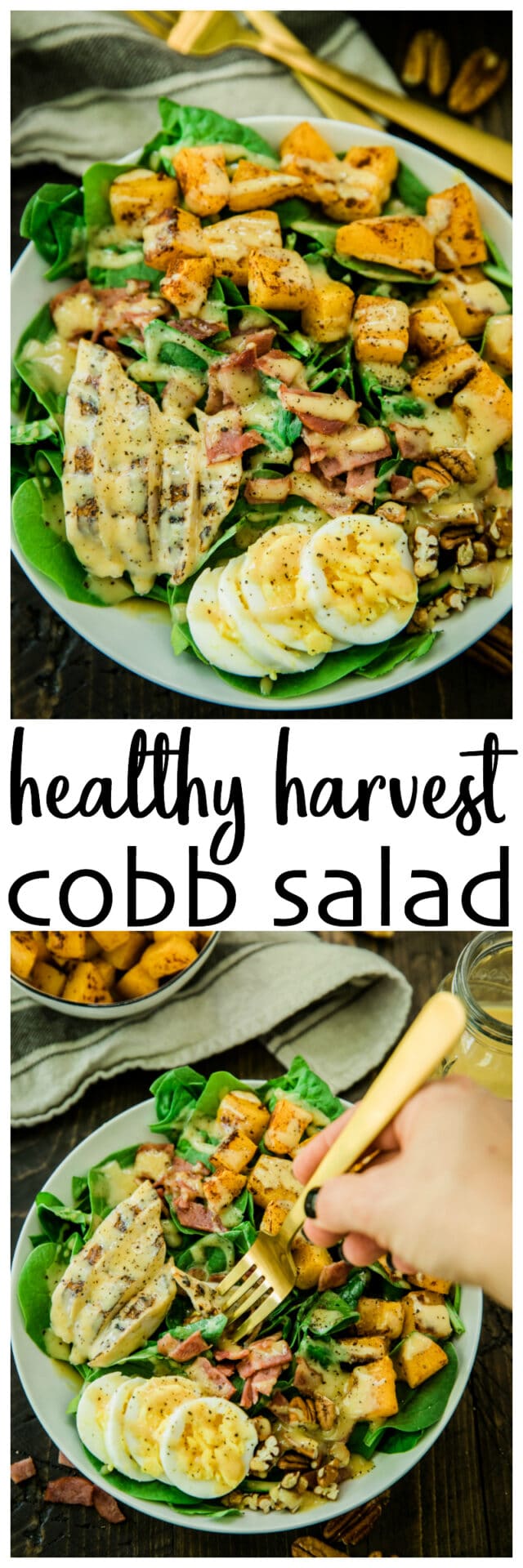 Pinterest image for the Healthy Harvest Cobb Salad