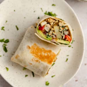 healthy breakfast burritos filled with sausage and potatoes