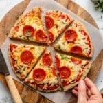 pepperoni pizza made with oat flour pizza crust