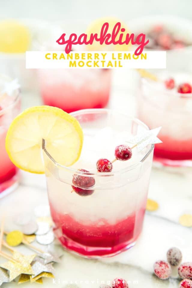 cranberry lemon non-alcoholic drink served in a short cocktail glass