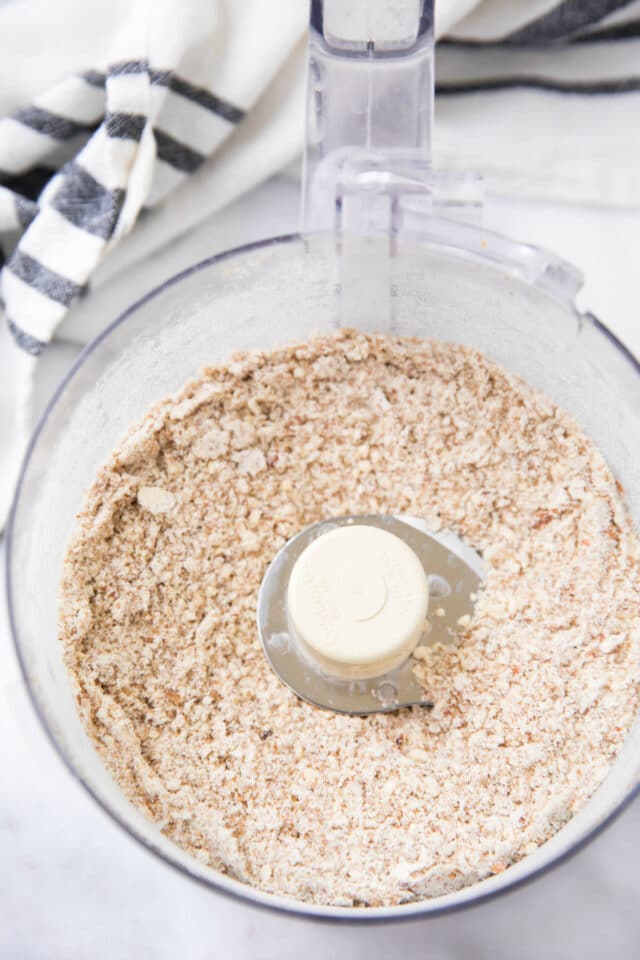 grinding almonds in a food processor