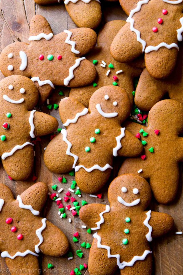 gingerbread cookies with icing and sprinkles