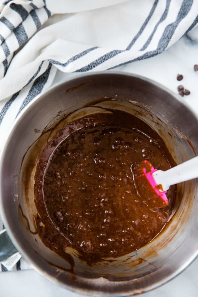 brownie batter in a large mixing bowl