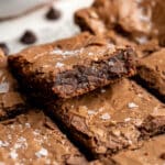 Fudgy gluten free brownie topped with flaky sea salt.