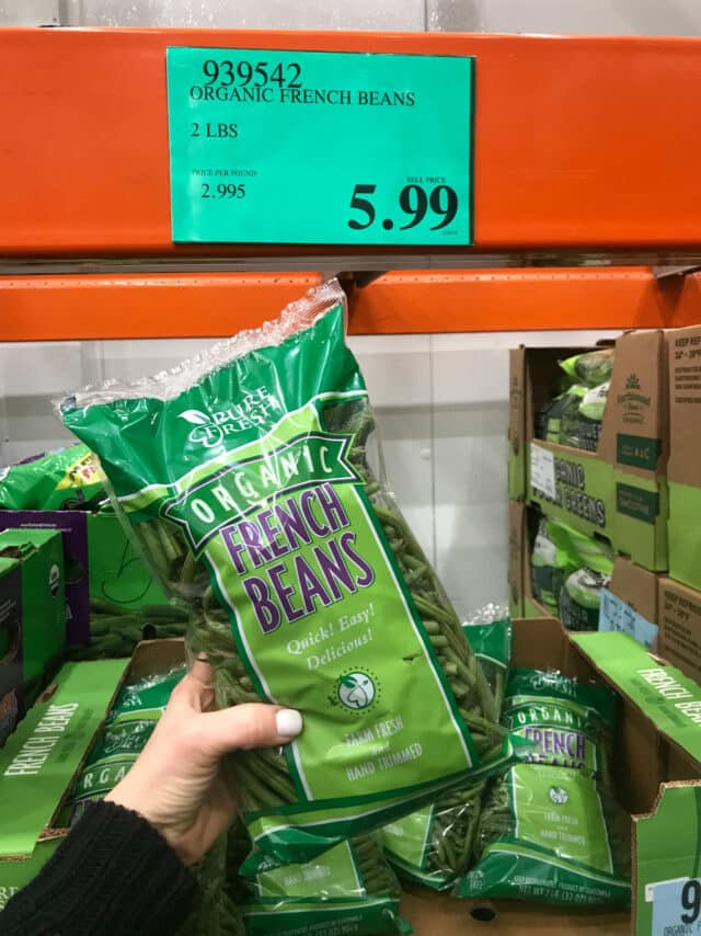 organic French green beans from Costco