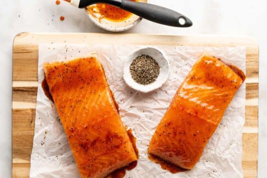 honey glaze brushed over salmon