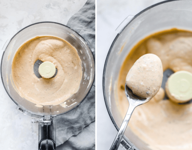 making chipotle ranch dressing in a food processor 