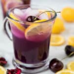 cherry cocktail drink in a glass mug