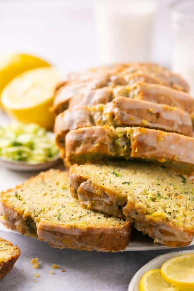 Slices of zucchini bread on a plate.
