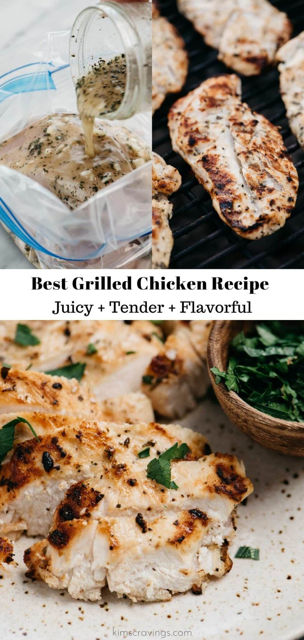 easy grilled chicken recipe shown marinating