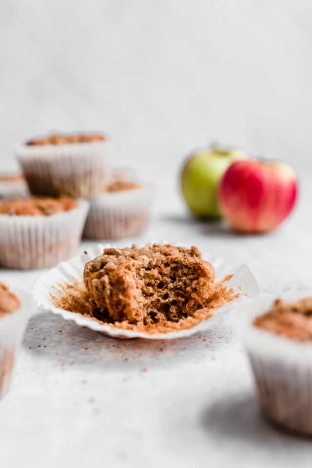 Applesauce Muffin with a bite taken out.
