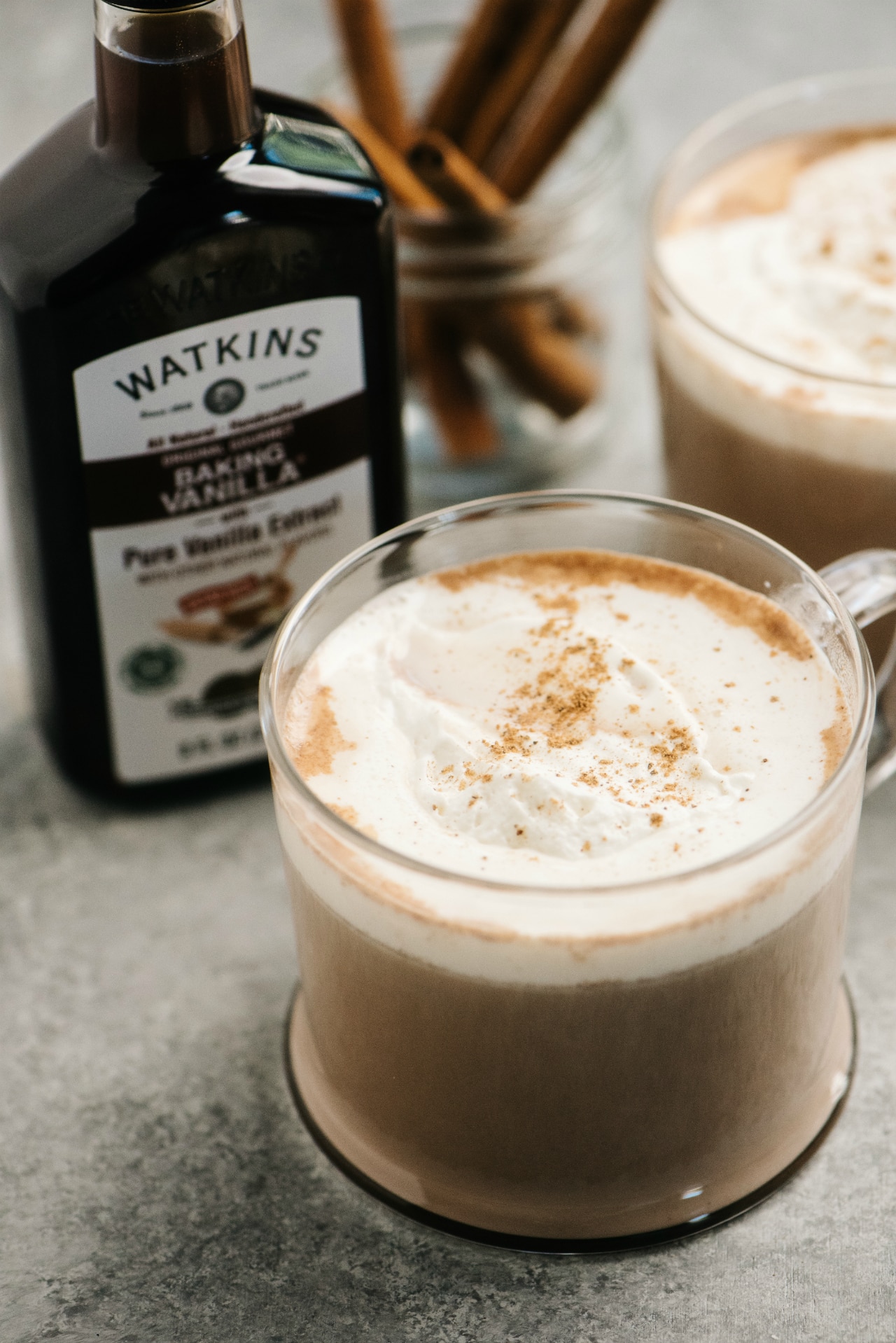 Mexican hot chocolate topped with whipped cream and nutmeg