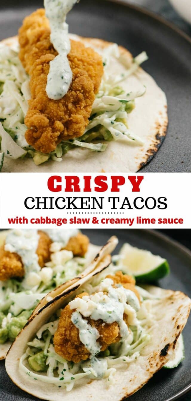 how to make crispy chicken tacos with slaw and sauce