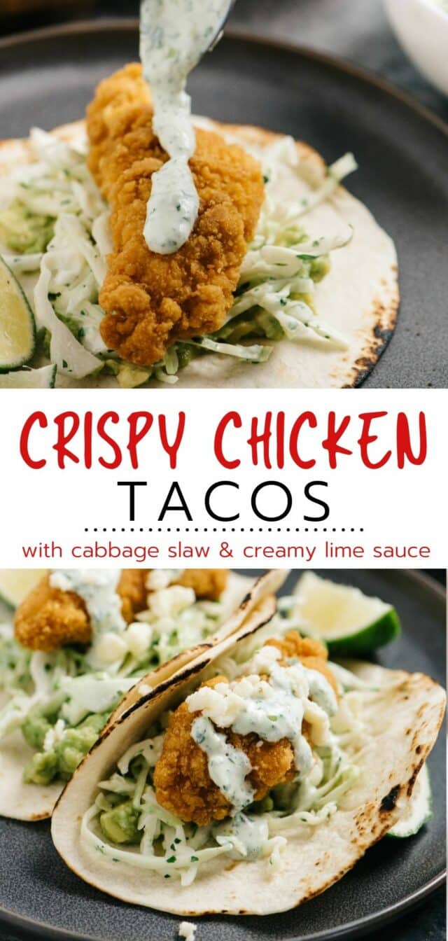 how to make crispy chicken tacos with slaw and sauce