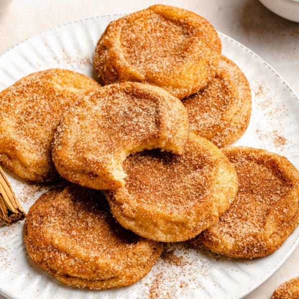 snickerdoodles on a white plate
