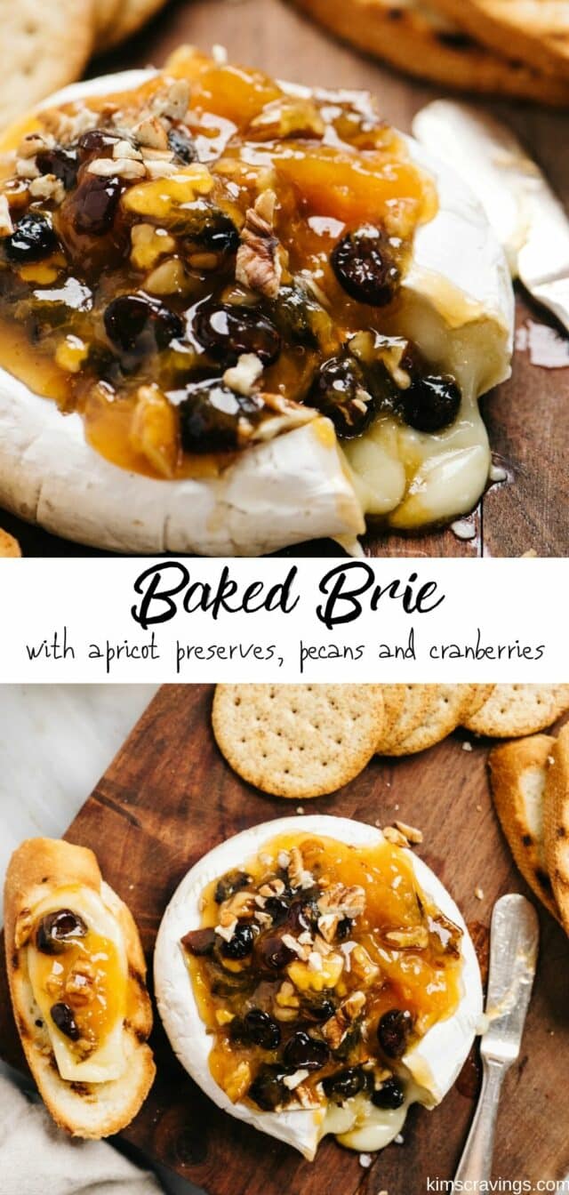 how to make Baked Brie with jam, pecans and cranberries