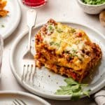 serving of crockpot lasagna on a plate