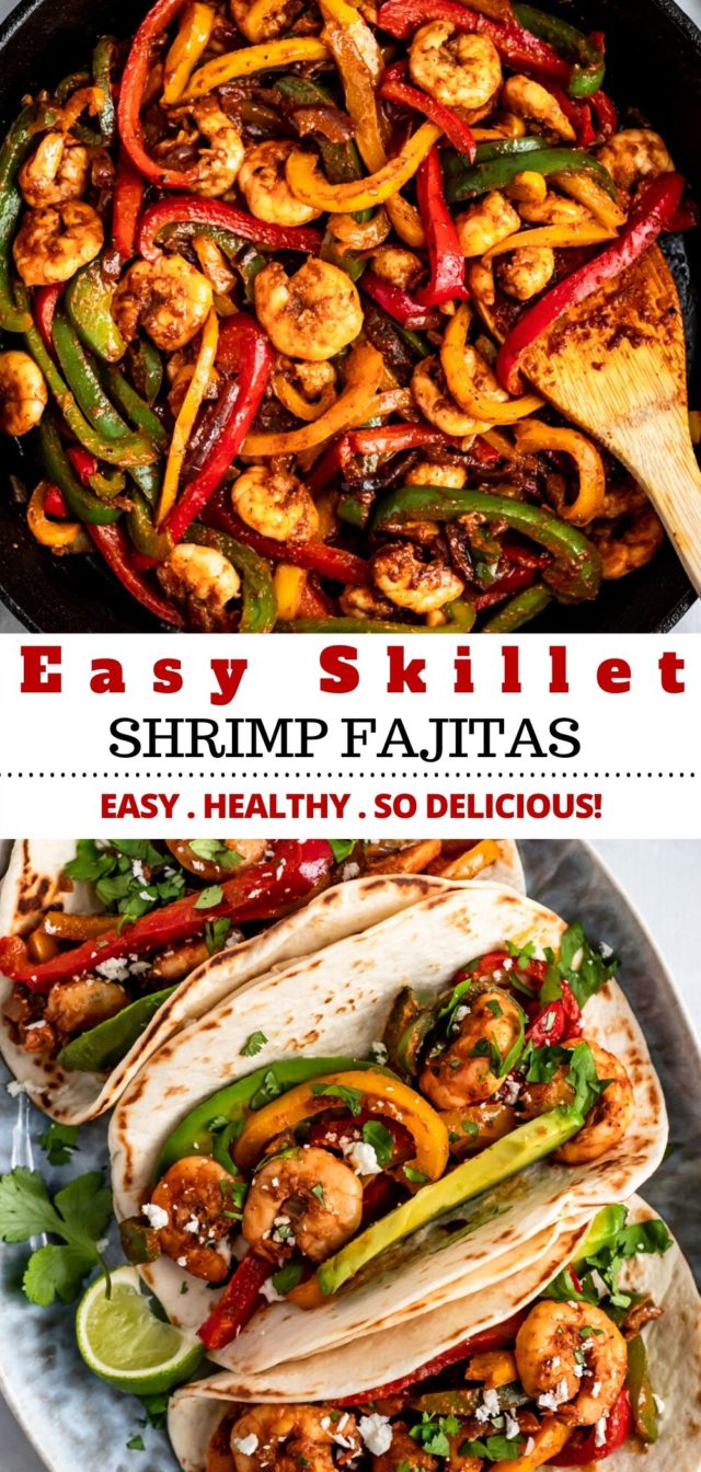making easy skillet shrimp fajitas